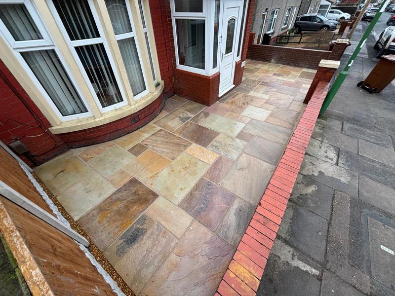Indian sandstone patio installation