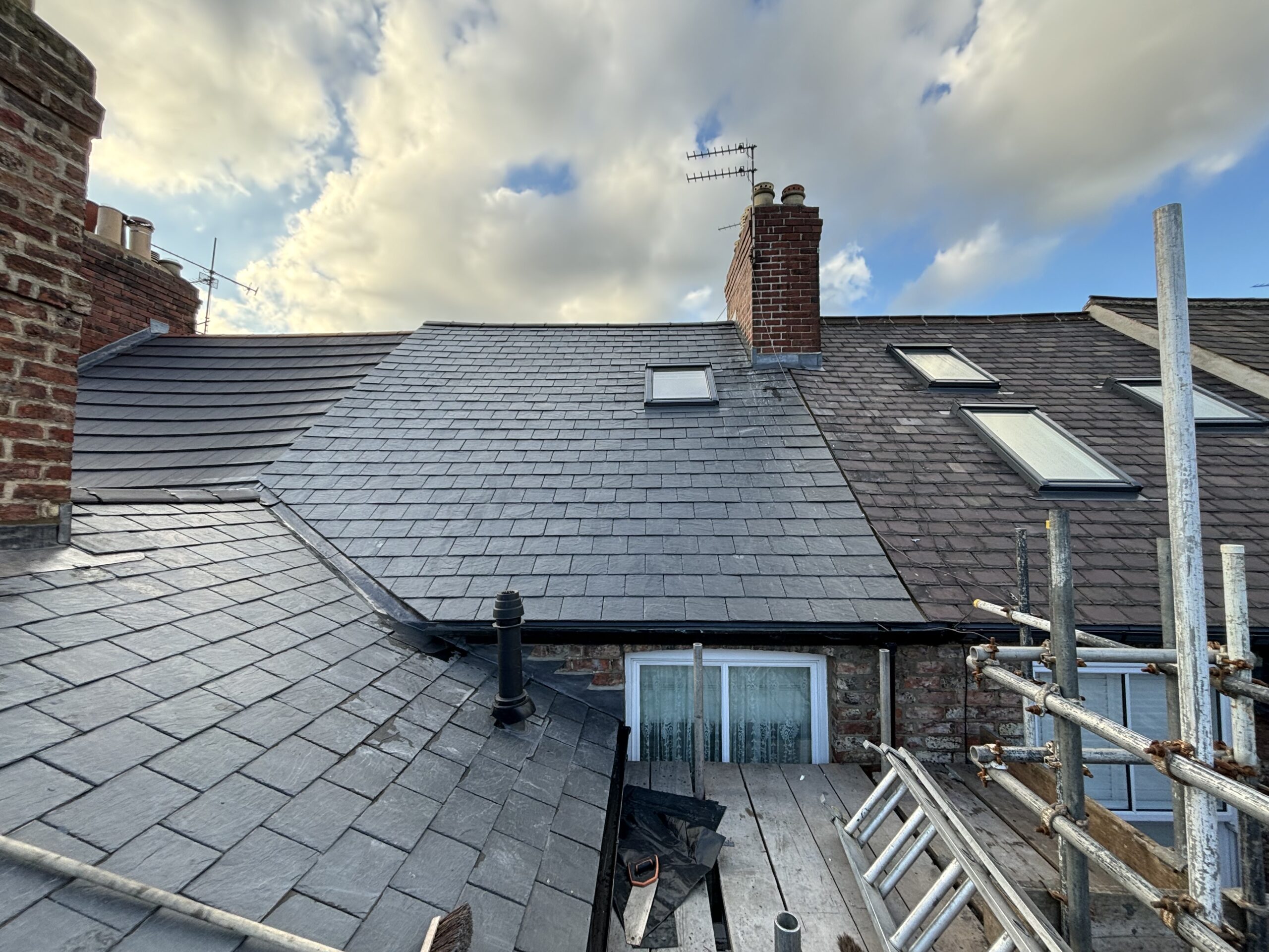 New slate roof on terraced house